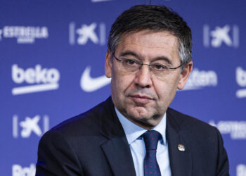 Josep Maria Bartomeu president of FC Barcelona during the presentation of Quique Setien as a new coach of FC Barcelona with contract till 30th of June of 2022 at Camp Nou Stadium on January 14, 2020 in Barcelona, Spain.  (Photo by Xavier Bonilla/NurPhoto via Getty Images)